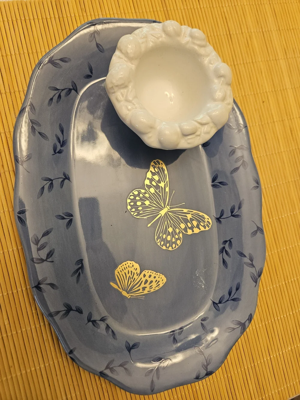 Pfaltzgraff Blue Glazed Ceramic Trinket Tray: Upcycled